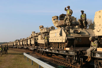 Военные армии США на литовской военной базе недалеко от Пабраде, 21 октября 2019
