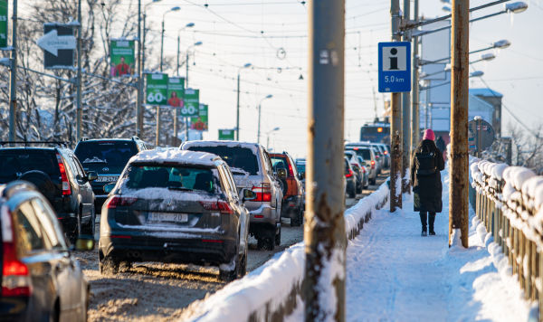 Пробка на одной из улиц Риги