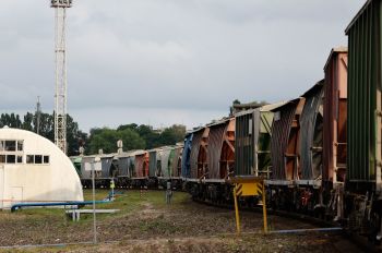Первый грузовой поезд с цементом, прибывший в Калининград транзитом через Литву после снятия ограничений Евросоюза, 26 июля 2022