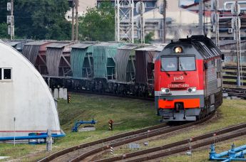 Первый грузовой поезд с цементом, прибывший в Калининград транзитом через Литву после снятия ограничений Евросоюза, 26 июля 2022