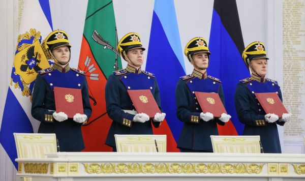 Церемония подписания договоров о вхождении в РФ ДНР, ЛНР, Запорожской и Херсонской областей состоялась в Кремле, Москва, 30 сентября 2022