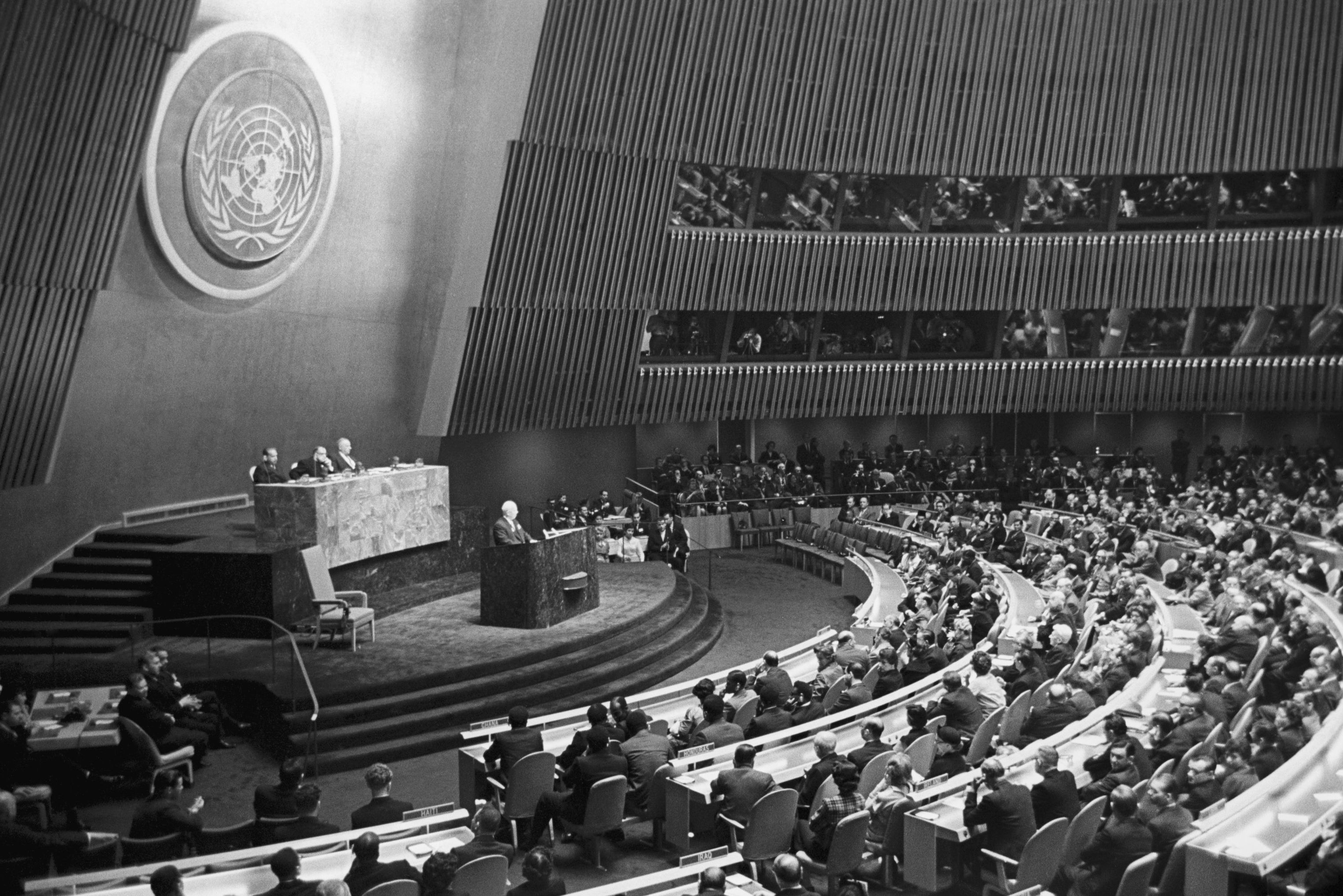 Выступление председателя Совета министров СССР Никиты Хрущева на сессии Генеральной Ассамблее ООН