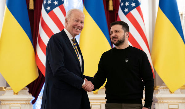 Джо Байден и Владимир Зеленский  на встрече в Киеве, 20 февраля 2023