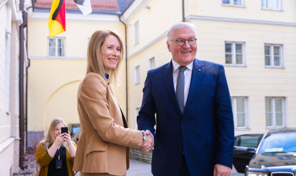 Премьер-министр Кая Каллас на встрече с лидером ФРГ Франком-Вальтером Штайнмайером в Таллине, 16 марта 2023