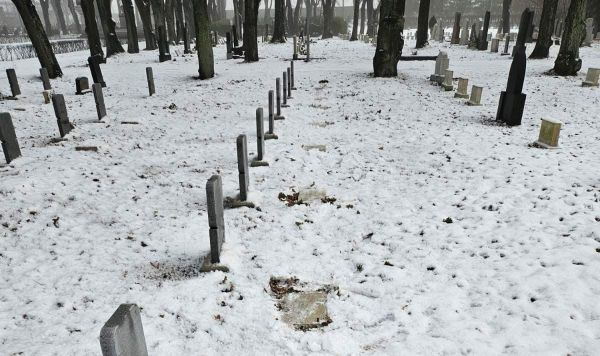 Осквернение надгробий на захоронениях красноармейцев на Таллинском военном кладбище