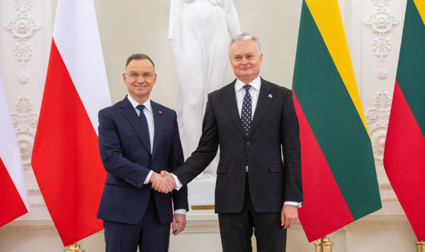 Президент Литвы Гитанас Науседа встретился с президентом Польши Анджеем Дудой в Вильнюсе, Литва, 21 января 2024