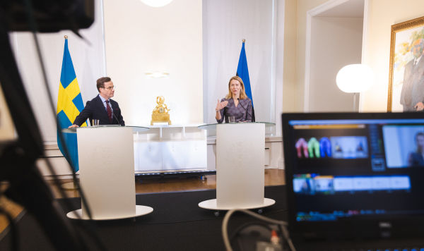 Премьер-министр Кая Калла и премьер-министр Швеции Ульф Кристерссон на встрече в Таллине, Эстония, 7 февраля 2023