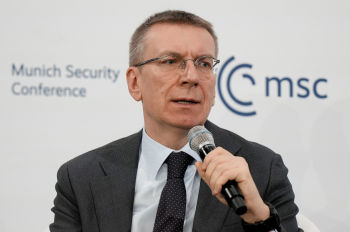 Президент Латвии Эдгар Ринкевич на Мюнхенской конференции по безопасности, 16 февраля 2025 г.
