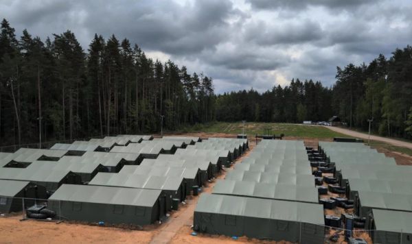 Полевой лагерь на границе Литвы и Белоруссии