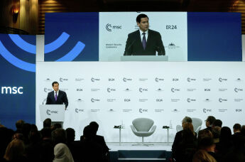 Госсекретарь США Марко Рубио выступает на Мюнхенской конференции по безопасности в Мюнхене, Германия, в субботу, 14 февраля 2026 года.