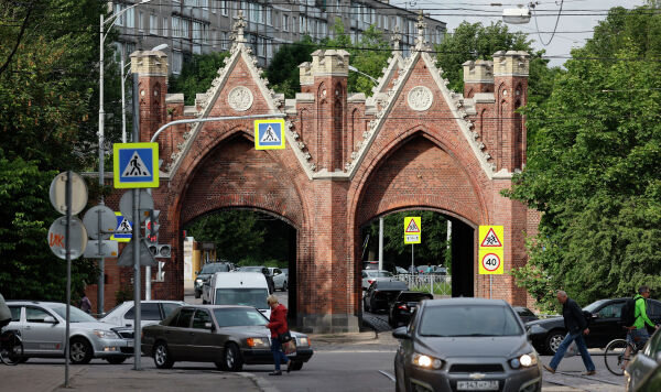 Вид на улицу в центре Калининграда, Россия