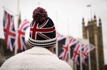 Сторонник Brexit на торжественных мероприятиях, посвященных выходу Великобритании из ЕС (Brexit Party) на площади Парламента в Лондоне вблизи Вестминстерского дворца