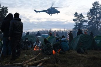 Лагерь нелегальных мигрантов на белорусско-польской границе