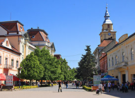 Центральная улица города Берегово, Закарпатская область,  Украина