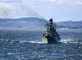 Эсминец "Адмирал Ушаков" на военно-морских учениях, архивное фото