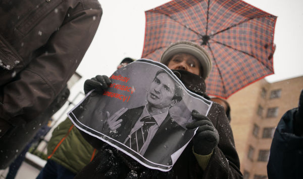 Пикет у посольства Литвы в Риге в защиту Альгирдаса Палецкиса, 14 января 2019